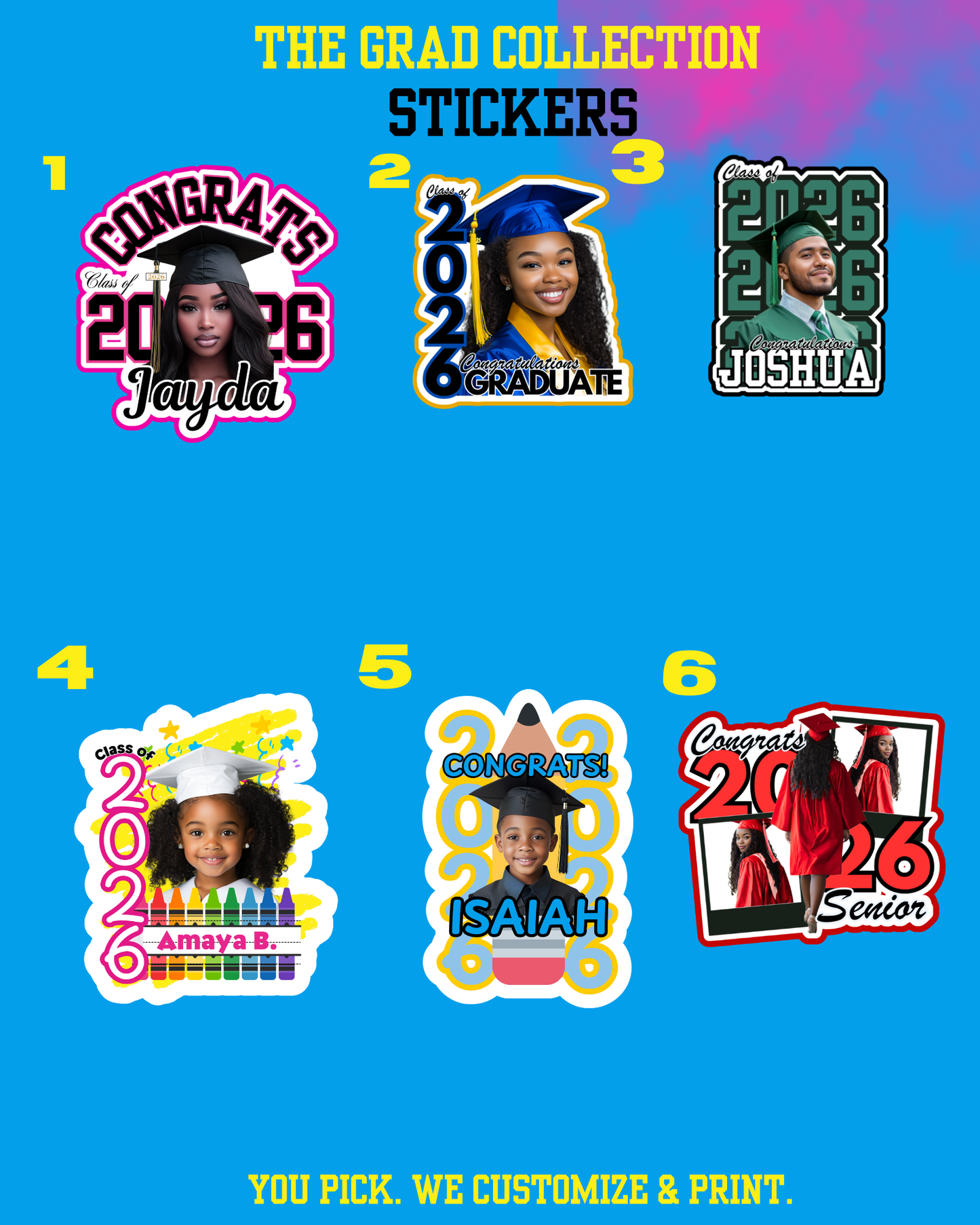 Grad 3x3 Stickers